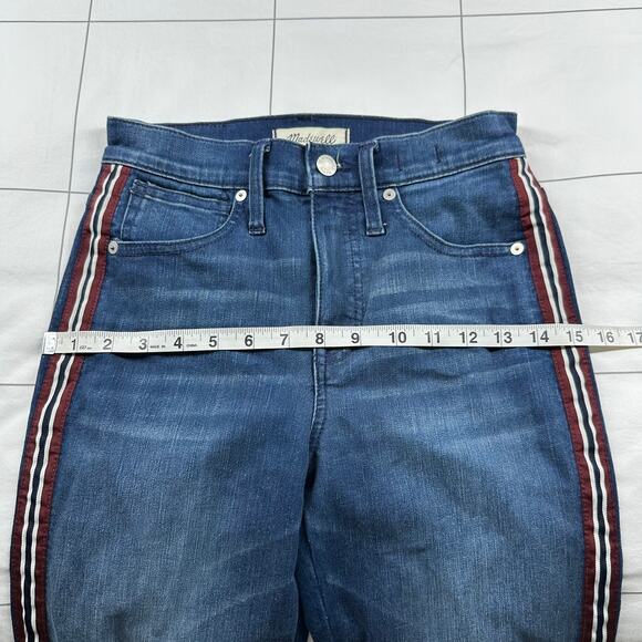 Madewell Jeans Womens 24 Blue Stovepipe Ribbon Tux Striped Edition High Rise - Picture 9 of 11